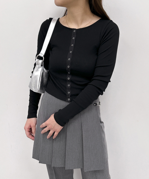 U by SPICK&SPAN(ユーバイスピックアンドスパン)の「シフォンテレコカットトップス(Tシャツ/カットソー・レディース・ホワイト/ライトグレー/ブラック・FREE)」の2枚目の写真