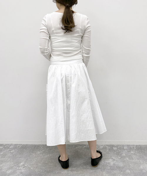 U by SPICK&SPAN(ユーバイスピックアンドスパン)の「シフォンテレコカットトップス(Tシャツ/カットソー・レディース・ホワイト/ライトグレー/ブラック・FREE)」の5枚目の写真
