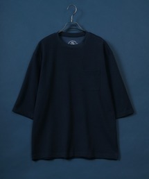Cool & Dry Fabric Oversize T-shirt with Pocket/ドライ生地 ポケ付き Tシャツ 5分袖Tシャツ 無地T 接触冷感 UVカット