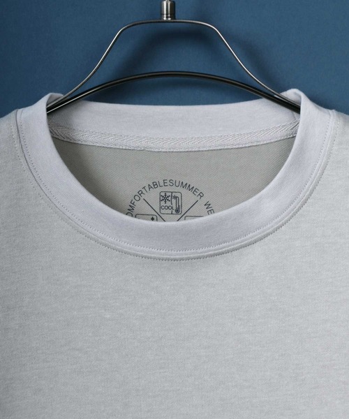 ANPAS(アンパス)の「Cool & Dry Fabric Oversize T-shirt with Pocket/ドライ生地 ポケ付き Tシャツ 5分袖Tシャツ 無地T 接触冷感 UVカット(Tシャツ/カットソー・メンズ・ライトグレー/スミクロ/グリーン/ネイビー・M/L/LL)」の6枚目の写真
