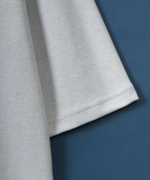 ANPAS(アンパス)の「Cool & Dry Fabric Oversize T-shirt with Pocket/ドライ生地 ポケ付き Tシャツ 5分袖Tシャツ 無地T 接触冷感 UVカット(Tシャツ/カットソー・メンズ・ライトグレー/スミクロ/グリーン/ネイビー・M/L/LL)」の9枚目の写真