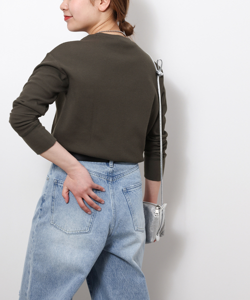 JOURNAL STANDARD relume（ジャーナルスタンダード　レリューム）の「《追加7》TCワッフルロングスリーブTシャツ（Tシャツ/カットソー・レディース・ライトグレー/ピンク/チャコールグレー/ライトブルー/ストーン・FREE）」の14枚目の写真