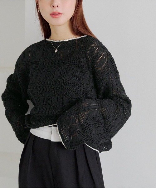 titivate（ティティベイト）の「配色スクエア柄ショートトップス（Tシャツ/カットソー・レディース・ライトベージュ/アイボリー/モカ/ブラック・M）」の2枚目の写真