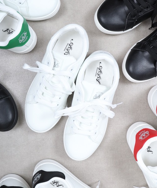 AAA(トリプルエー)の「AAA+ コートタイプ ベーシックスニーカー(スニーカー・レディース・レッド/ブラック×ブラック/ホワイト×ホワイト/ブラック/グリーン/ホワイト・41/39/37/36/35/40/38)」の3枚目の写真