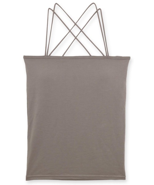 fran de lingerie（フランデランジェリー）の「さらっと滑らかなシルキーリネンシンプルデザインのパッド付きキャミ 「シルキーリネン キャミソール」 キャミソール（キャミソール・レディース・グレイッシュベージュ/ネイビー/ブラック・LL/L/M）」の14枚目の写真