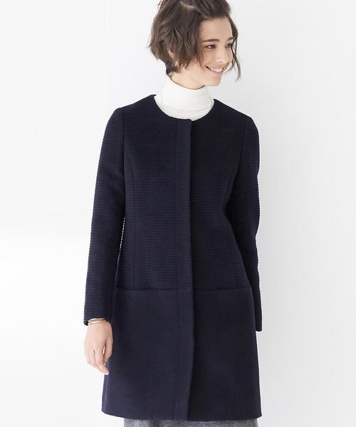 green label relaxing（グリーンレーベルリラクシング）の「◆CR W GRGxシャギー N/CLコート（その他アウター・レディース・ネイビー/オフホワイト/ベージュ・34/38/40/42/44/36）」の3枚目の写真