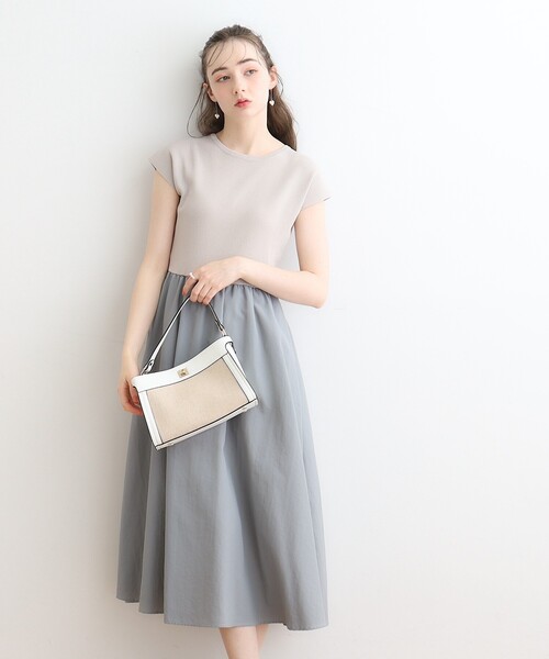 couture brooch(クチュールブローチ)の「◆ドッキングニットワンピース(ワンピース・レディース・ブラック/ベージュ系その他2/ブルー系4・36/38/40/42)」の3枚目の写真