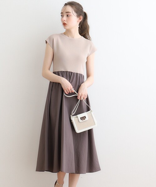 couture brooch(クチュールブローチ)の「◆ドッキングニットワンピース(ワンピース・レディース・ブラック/ベージュ系その他2/ブルー系4・36/38/40/42)」の2枚目の写真