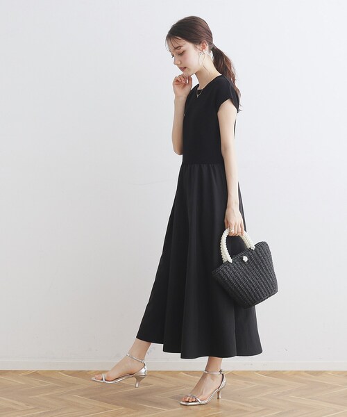 couture brooch(クチュールブローチ)の「◆ドッキングニットワンピース(ワンピース・レディース・ブラック/ベージュ系その他2/ブルー系4・36/38/40/42)」の5枚目の写真