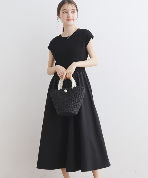 couture brooch(クチュールブローチ)の「◆ドッキングニットワンピース(ワンピース・レディース・ブラック/ベージュ系その他2/ブルー系4・36/38/40/42)」の8枚目の写真