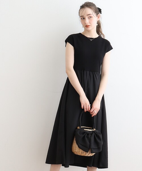 couture brooch(クチュールブローチ)の「◆ドッキングニットワンピース(ワンピース・レディース・ブラック/ベージュ系その他2/ブルー系4・36/38/40/42)」の12枚目の写真