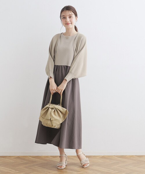 couture brooch(クチュールブローチ)の「◆ドッキングニットワンピース(ワンピース・レディース・ブラック/ベージュ系その他2/ブルー系4・36/38/40/42)」の20枚目の写真