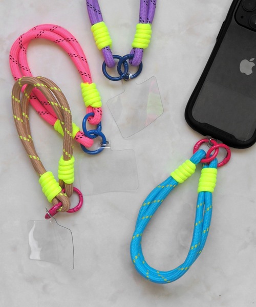 minia（ミニア）の「カラーロープのハンドストラップ（スマホグッズ・レディース・ブルー/ピンク/パープル/ベージュ・FREE）」の3枚目の写真