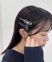 ストーン付きリボンヘアバンド Heather（ヘザー）の「ラインストーンリボンヘアピンSET 118773