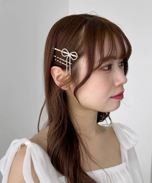 ストーン付きリボンヘアバンド Heather（ヘザー）の「ラインストーンリボンヘアピンSET 118773