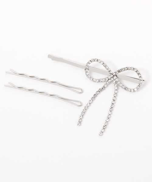 Heather(ヘザー)の「ラインストーンリボンヘアピンSET 118773(ヘアピン・レディース・シルバー/ゴールド・ONE SIZE)」の3枚目の写真