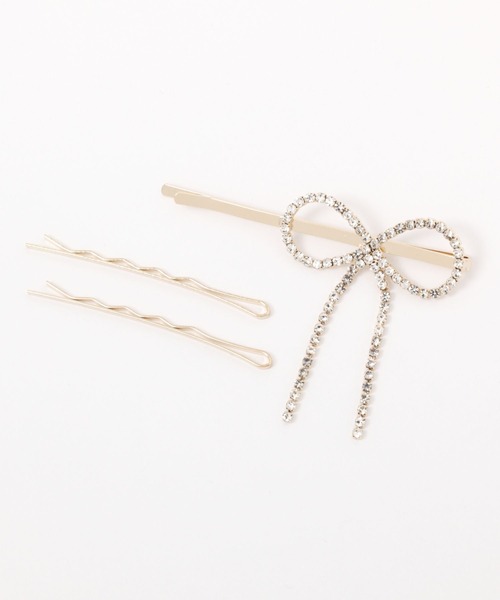 Heather（ヘザー）の「ラインストーンリボンヘアピンSET 118773