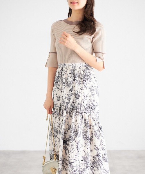 tocco closet（トッコ　クローゼット）の「【ZOZO限定】スリーブスリットバイカラーリブニットトップス（ニット/セーター・レディース・ベージュ/オフホワイト/ブルー/ブラック/ピンクベージュ・M）」の18枚目の写真