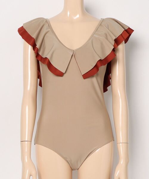 フリル ワンピース 水着 Vネック 可愛い おしゃれ ワンピース 水着 フリル Vネック 大人エレガント 2色 M~XL
