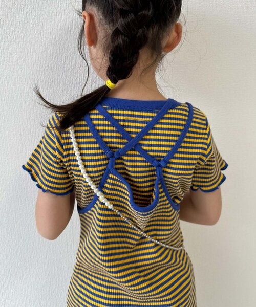 CIAOPANIC TYPY（チャオパニックティピー）の「■【KIDS】ボーダーコンパクトTee（Tシャツ/カットソー・キッズ・ブルー/パープル/ブラック・LARGE/SMALL/XX-LARGE/X-LARGE/MEDIUM）」の6枚目の写真