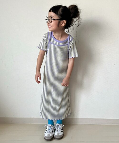 CIAOPANIC TYPY（チャオパニックティピー）の「■【KIDS】ボーダーコンパクトTee（Tシャツ/カットソー・キッズ・ブルー/パープル/ブラック・LARGE/SMALL/XX-LARGE/X-LARGE/MEDIUM）」の9枚目の写真