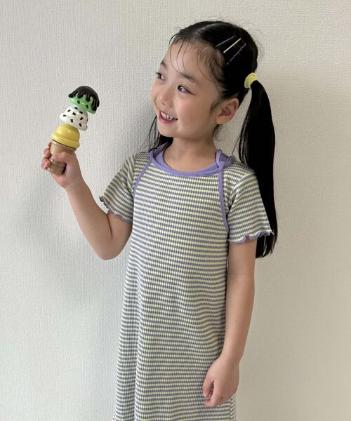 CIAOPANIC TYPY（チャオパニックティピー）の「■【KIDS】ボーダーコンパクトTee（Tシャツ/カットソー・キッズ・ブルー/パープル/ブラック・LARGE/SMALL/XX-LARGE/X-LARGE/MEDIUM）」の11枚目の写真