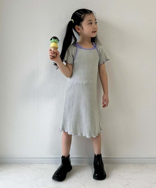 CIAOPANIC TYPY（チャオパニックティピー）の「■【KIDS】ボーダーコンパクトTee（Tシャツ/カットソー・キッズ・ブルー/パープル/ブラック・LARGE/SMALL/XX-LARGE/X-LARGE/MEDIUM）」の14枚目の写真