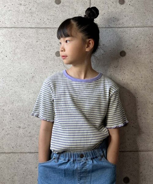 CIAOPANIC TYPY（チャオパニックティピー）の「■【KIDS】ボーダーコンパクトTee（Tシャツ/カットソー・キッズ・ブルー/パープル/ブラック・LARGE/SMALL/XX-LARGE/X-LARGE/MEDIUM）」の16枚目の写真