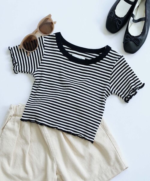 CIAOPANIC TYPY（チャオパニックティピー）の「■【KIDS】ボーダーコンパクトTee（Tシャツ/カットソー・キッズ・ブルー/パープル/ブラック・LARGE/SMALL/XX-LARGE/X-LARGE/MEDIUM）」の17枚目の写真