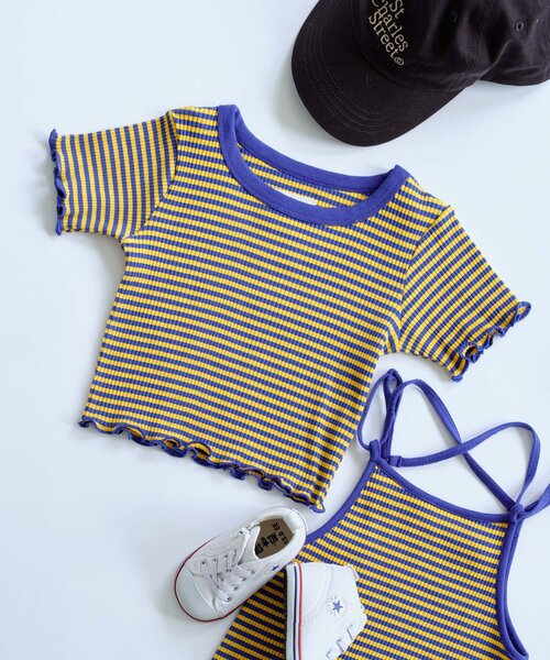 CIAOPANIC TYPY（チャオパニックティピー）の「■【KIDS】ボーダーコンパクトTee（Tシャツ/カットソー・キッズ・ブルー/パープル/ブラック・LARGE/SMALL/XX-LARGE/X-LARGE/MEDIUM）」の18枚目の写真