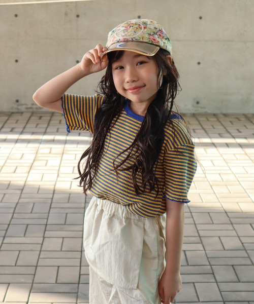 CIAOPANIC TYPY（チャオパニックティピー）の「■【KIDS】ボーダーコンパクトTee（Tシャツ/カットソー・キッズ・ブルー/パープル/ブラック・LARGE/SMALL/XX-LARGE/X-LARGE/MEDIUM）」の2枚目の写真