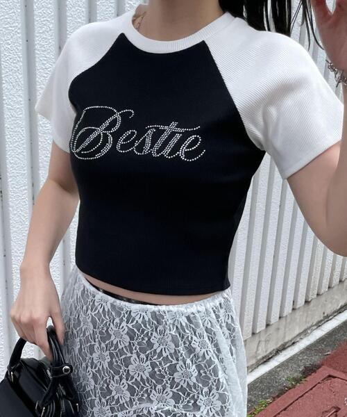 WEGO（ウィゴー）の「WEGO/ラインストーンラグランちびT（Tシャツ/カットソー・レディース・ホワイト系その他/ブラック系その他/ブラウン・FREE）」の11枚目の写真