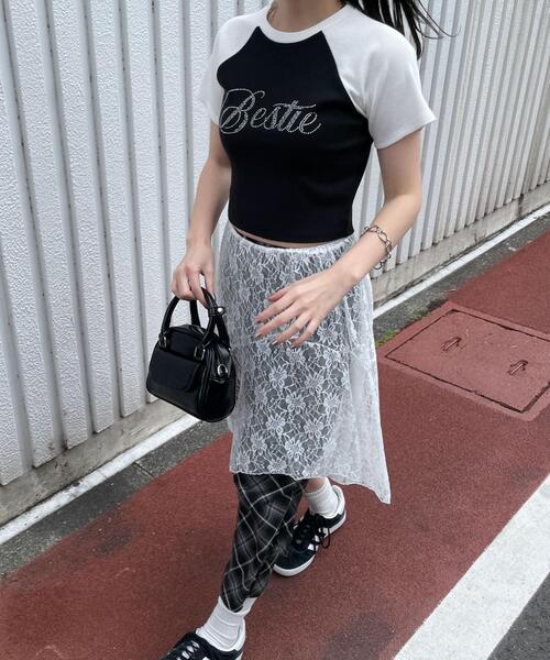 WEGO（ウィゴー）の「WEGO/ラインストーンラグランちびT（Tシャツ/カットソー・レディース・ホワイト系その他/ブラック系その他/ブラウン・FREE）」の12枚目の写真