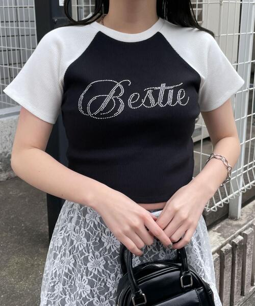 WEGO（ウィゴー）の「WEGO/ラインストーンラグランちびT（Tシャツ/カットソー・レディース・ホワイト系その他/ブラック系その他/ブラウン・FREE）」の13枚目の写真