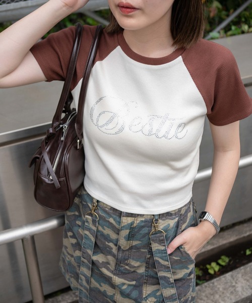 WEGO（ウィゴー）の「WEGO/ラインストーンラグランちびT（Tシャツ/カットソー・レディース・ホワイト系その他/ブラック系その他/ブラウン・FREE）」の21枚目の写真