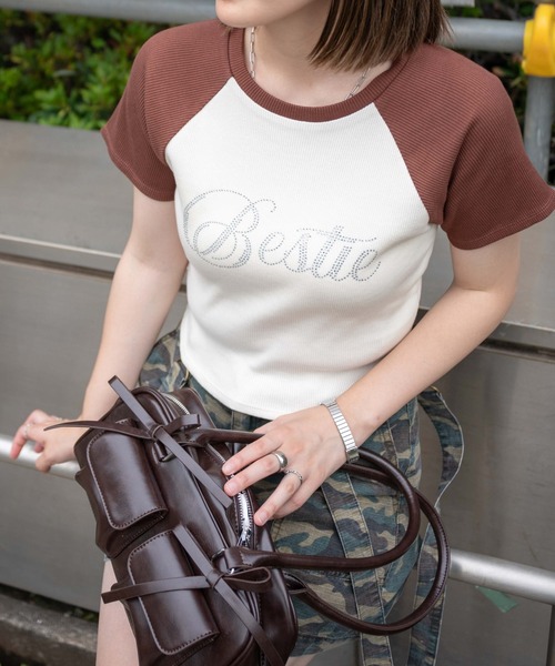 WEGO（ウィゴー）の「WEGO/ラインストーンラグランちびT（Tシャツ/カットソー・レディース・ホワイト系その他/ブラック系その他/ブラウン・FREE）」の22枚目の写真