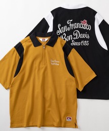 BEN DAVIS（ベンデイビス）の「【BEN DAVIS/ベンデイビス】ワンポイント&バックBIGルードロゴ刺繍デザイン ハーフジップ スウェットボーリングシャツ/半袖Tシャツ/ビッグシルエット（Tシャツ/カットソー・レディース）」