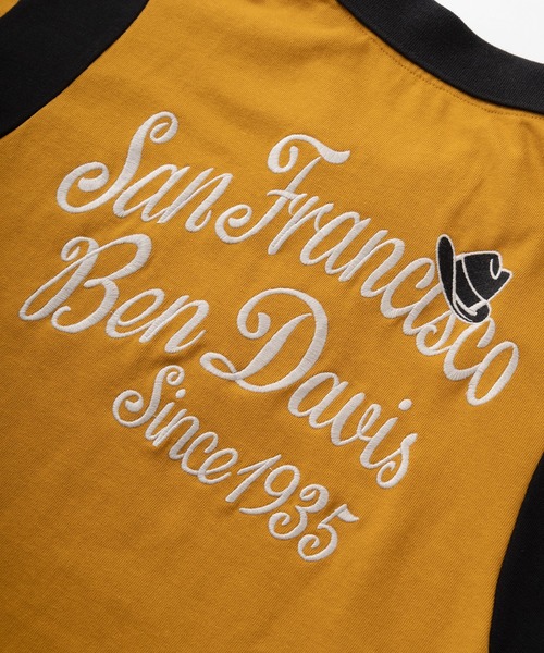 BEN DAVIS(ベンデイビス)の「【BEN DAVIS/ベンデイビス】ワンポイント&バックBIGルードロゴ刺繍デザイン ハーフジップ スウェットボーリングシャツ/半袖Tシャツ/ビッグシルエット(Tシャツ/カットソー・メンズ・マスタード/ホワイト×ブラック/ブラック×ホワイト・M/L/XL)」の9枚目の写真