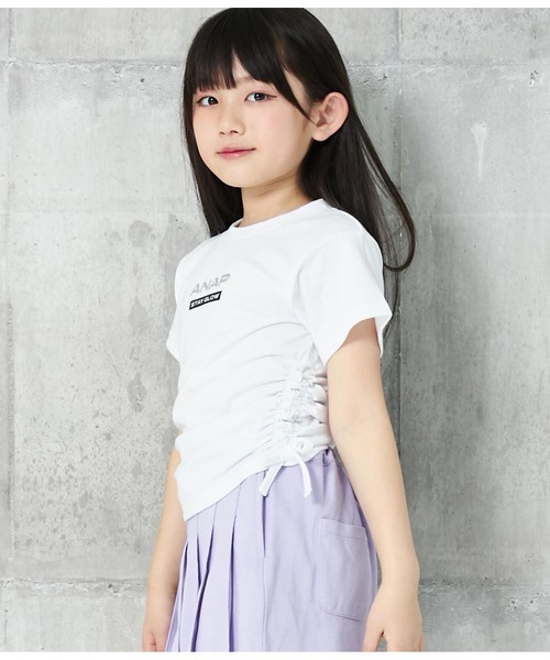 ANAP kids(アナップキッズ)の「サイドシャーリングバタフライあきトップス(Tシャツ/カットソー・キッズ・ブラック/ライム/ホワイト・130cm/120cm/110cm)」の8枚目の写真