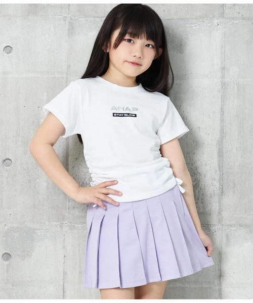 ANAP kids(アナップキッズ)の「サイドシャーリングバタフライあきトップス(Tシャツ/カットソー・キッズ・ブラック/ライム/ホワイト・130cm/120cm/110cm)」の10枚目の写真