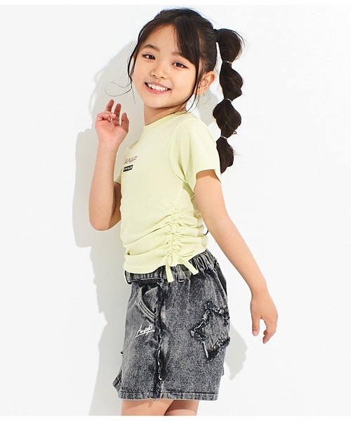 ANAP kids(アナップキッズ)の「サイドシャーリングバタフライあきトップス(Tシャツ/カットソー・キッズ・ブラック/ライム/ホワイト・130cm/120cm/110cm)」の15枚目の写真