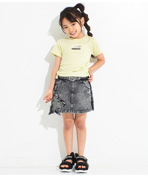 ANAP kids(アナップキッズ)の「サイドシャーリングバタフライあきトップス(Tシャツ/カットソー・キッズ・ブラック/ライム/ホワイト・130cm/120cm/110cm)」の17枚目の写真