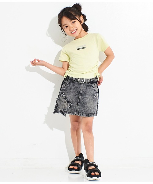 ANAP kids(アナップキッズ)の「サイドシャーリングバタフライあきトップス(Tシャツ/カットソー・キッズ・ブラック/ライム/ホワイト・130cm/120cm/110cm)」の18枚目の写真