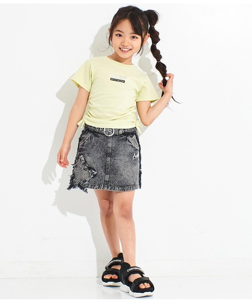 ANAP kids(アナップキッズ)の「サイドシャーリングバタフライあきトップス(Tシャツ/カットソー・キッズ・ブラック/ライム/ホワイト・130cm/120cm/110cm)」の19枚目の写真