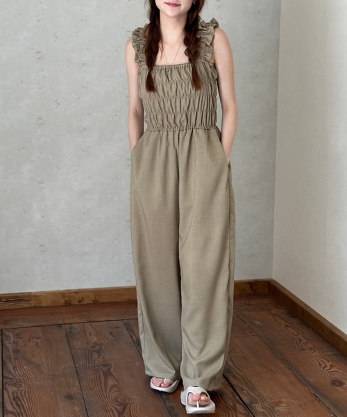 ワッシャーシャーリングサロペット 新品 ragout なっぴ nappi ワッシャー シャーリングサロペット L