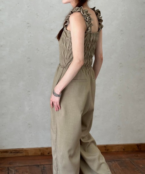 Per sist ence(パーシエンス)の「ヘザーエステルツイルシャーリングサロペット(サロペット/オーバーオール・レディース・ベージュ/アイボリー/ブラック/ブラウン/チャコールグレー・FREE)」の13枚目の写真