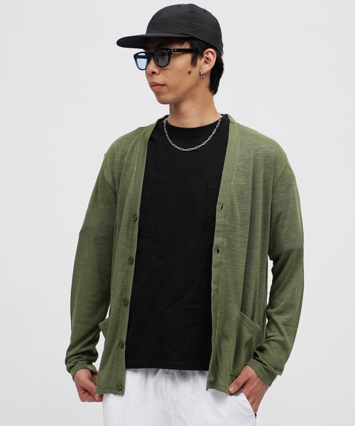 ACQUIESCE(アクイエス)の「春夏用サマーニット薄手カーディガン(Tシャツ/カットソー・メンズ・ブラック/カーキ/グレー/ターコイズブルー/ライトイエロー/ネイビー・MEDIUM/LARGE/X-LARGE)」の12枚目の写真