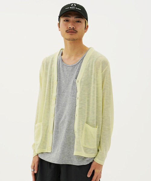 ACQUIESCE(アクイエス)の「春夏用サマーニット薄手カーディガン(Tシャツ/カットソー・メンズ・ブラック/カーキ/グレー/ターコイズブルー/ライトイエロー/ネイビー・MEDIUM/LARGE/X-LARGE)」の19枚目の写真