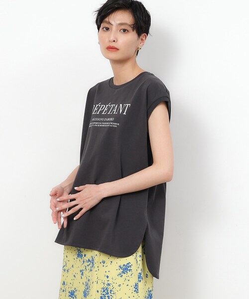 OPAQUE.CLIP（オペークドットクリップ）の「◆UV フレンチスリーブロゴTシャツ【洗濯機洗い可】（Tシャツ/カットソー・レディース・ホワイト/チャコールグレー/ライトベージュ・36/40/38）」の8枚目の写真