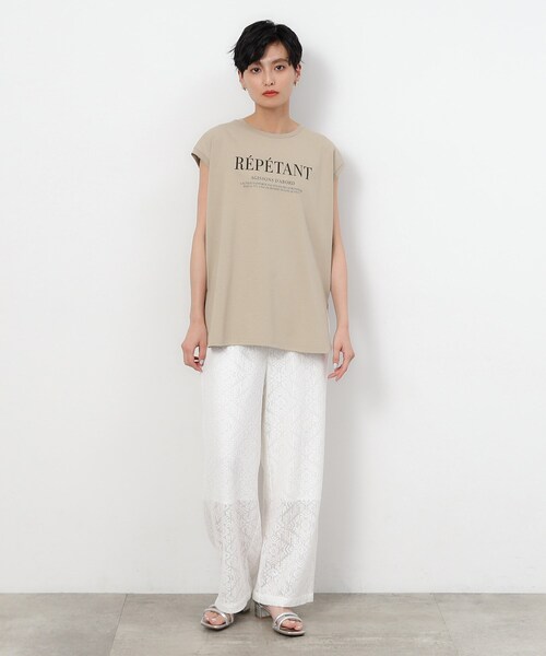 OPAQUE.CLIP（オペークドットクリップ）の「◆UV フレンチスリーブロゴTシャツ【洗濯機洗い可】（Tシャツ/カットソー・レディース・ホワイト/チャコールグレー/ライトベージュ・36/40/38）」の13枚目の写真